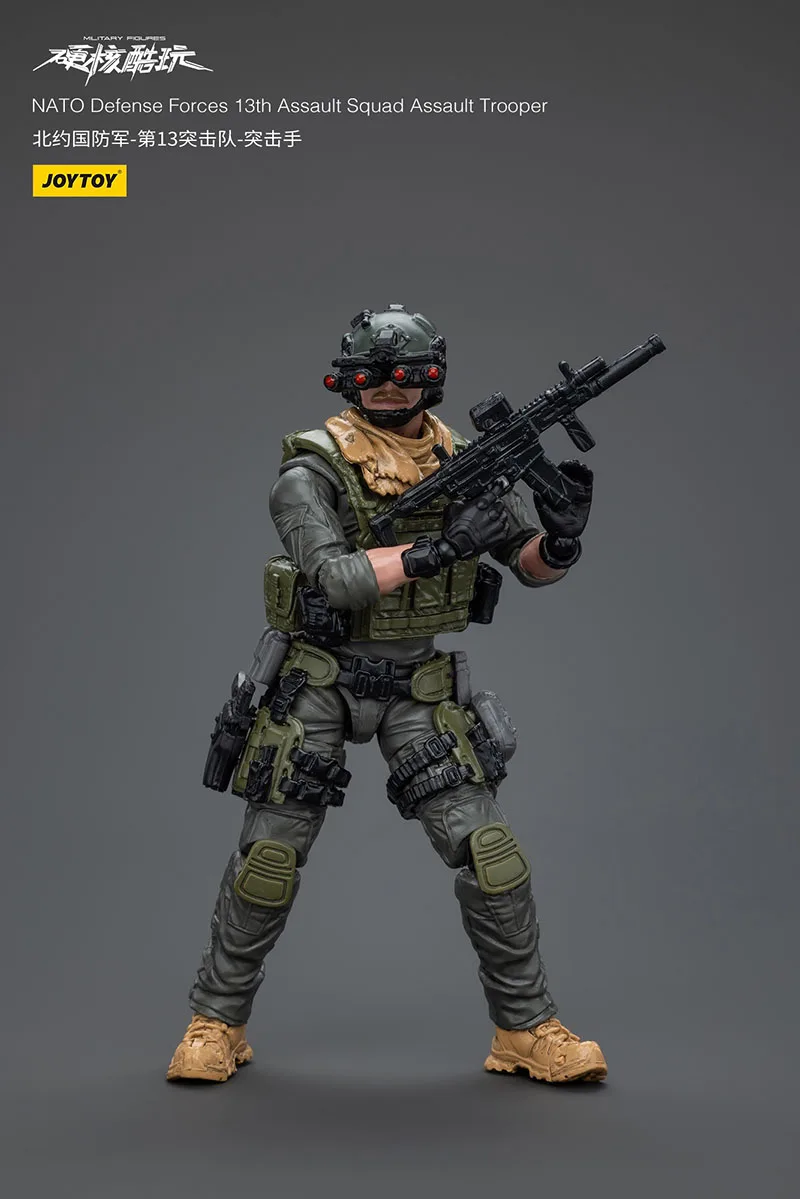 JOYTOY 1/18 NATO Defense Forces 13th Assault Squad Sniper Demolition Expert Trooper Action Figure Mini Military Soldier Model