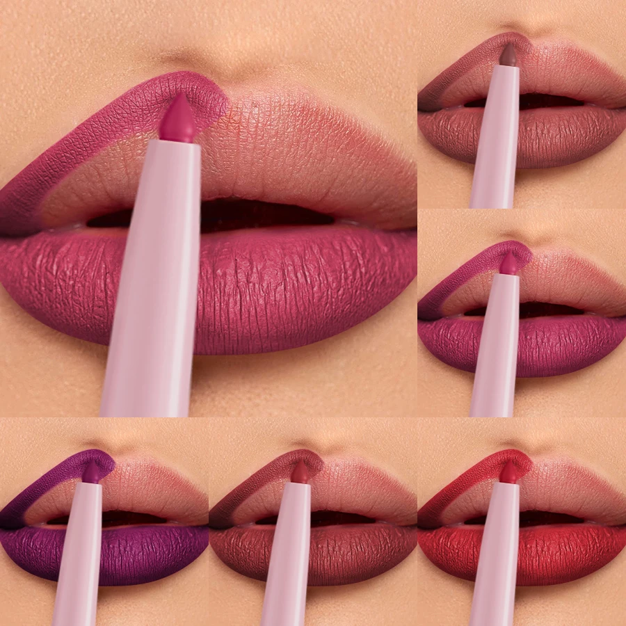 1 szt. Nude Brązowo-Czerwony Konturówka do Ust Różowy Tint do Ust Koreański Makijaż Wodoodporna Matowa Pomadka w Kredce Balsam do Ust