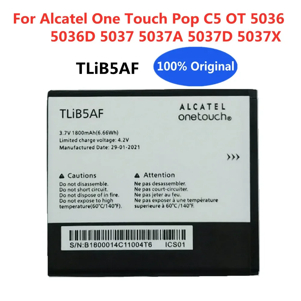 1800mAh TLiB5AF Original Battery For Alcatel One Touch 997D OT-997 OT997 X'pop 5035 A 5035E 5035D 5035X Phone Batteries