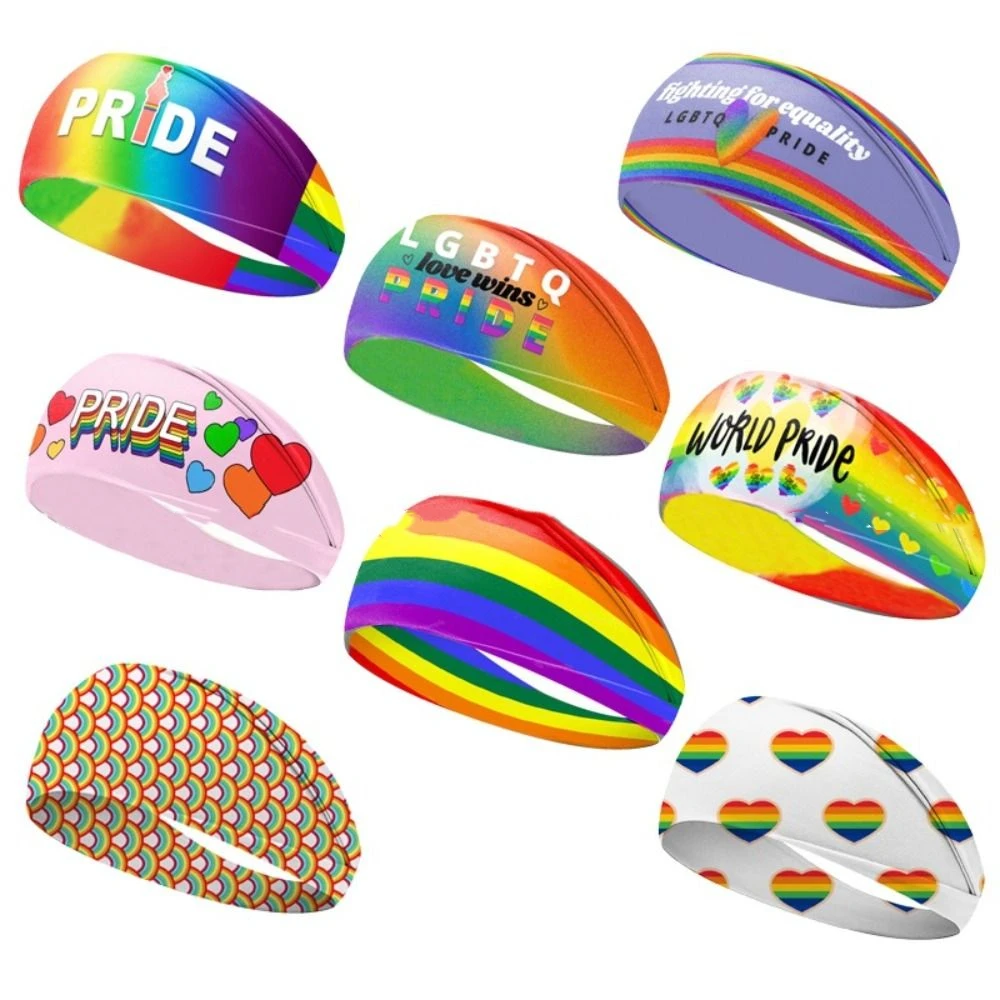 Fashion Parade Rainbow Elastic Headband Sweat Absorbing Soft Rainbow Headband Breathable Stretch Sports Hairband Kids