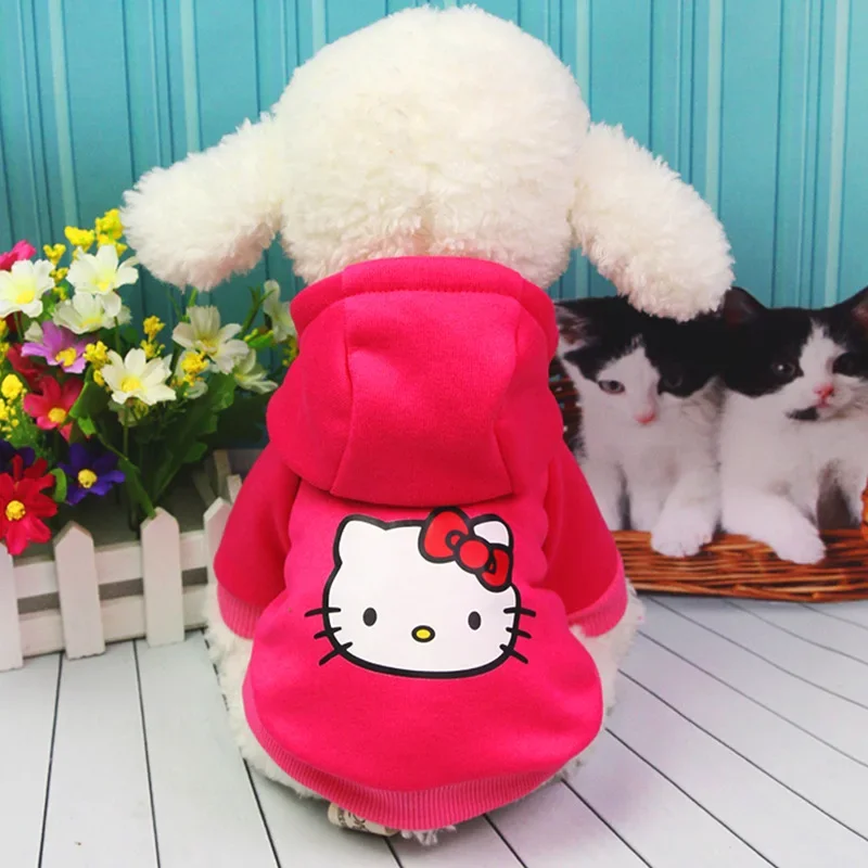 Sanrio Hello Kitty Dog Clothes Coat Cartoon Anime Pet Jacket Hoodie Cute Sweatshirt Hooded Autumn Winter Soft Warm Clothing Gift