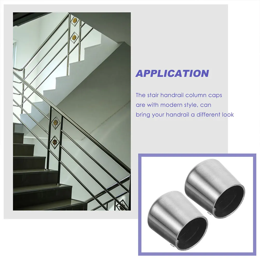 

2pcs Handrail Stainless Steel Cover Cap Fence Railing Posts Tube Protector Metal Hole Furniture Legs Glide Tubing Plug Plugs