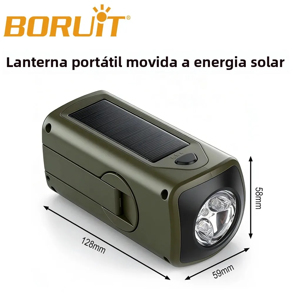 boruit-ラジオ付きポータブル懐中電灯-type-c-ソーラー充電式-3000mah-パワーバンク-家庭用-キャンプ-アウトドア用