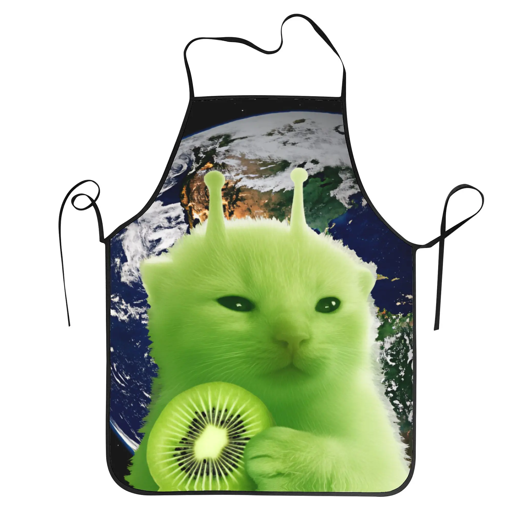 

Green Fruit Space Cat Apron Cooking Fashion Kitchen Accessories Adult Home Aprons without Pocket