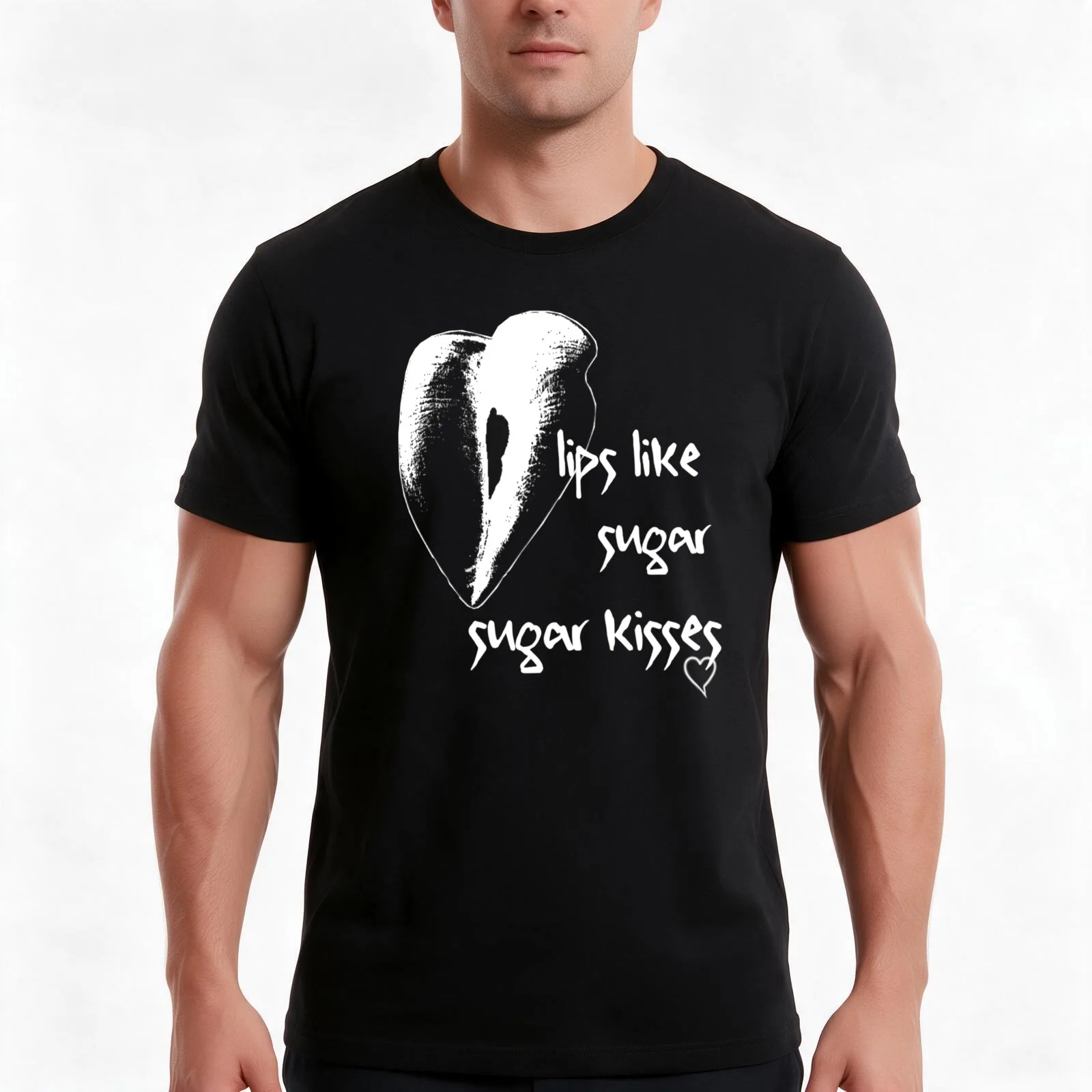 lips like sugar, sugar kisses T-Shirt, Summer Casual Cotton Tee, Oversized Streetwear Tops, Vintage Graphic Print, 100% Cotton