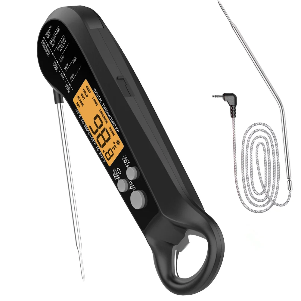 Professional Digital Meat Thermometer Waterproof with 2 Probes Long Cable Instant Read Kitchen Cooking Food Thermometer