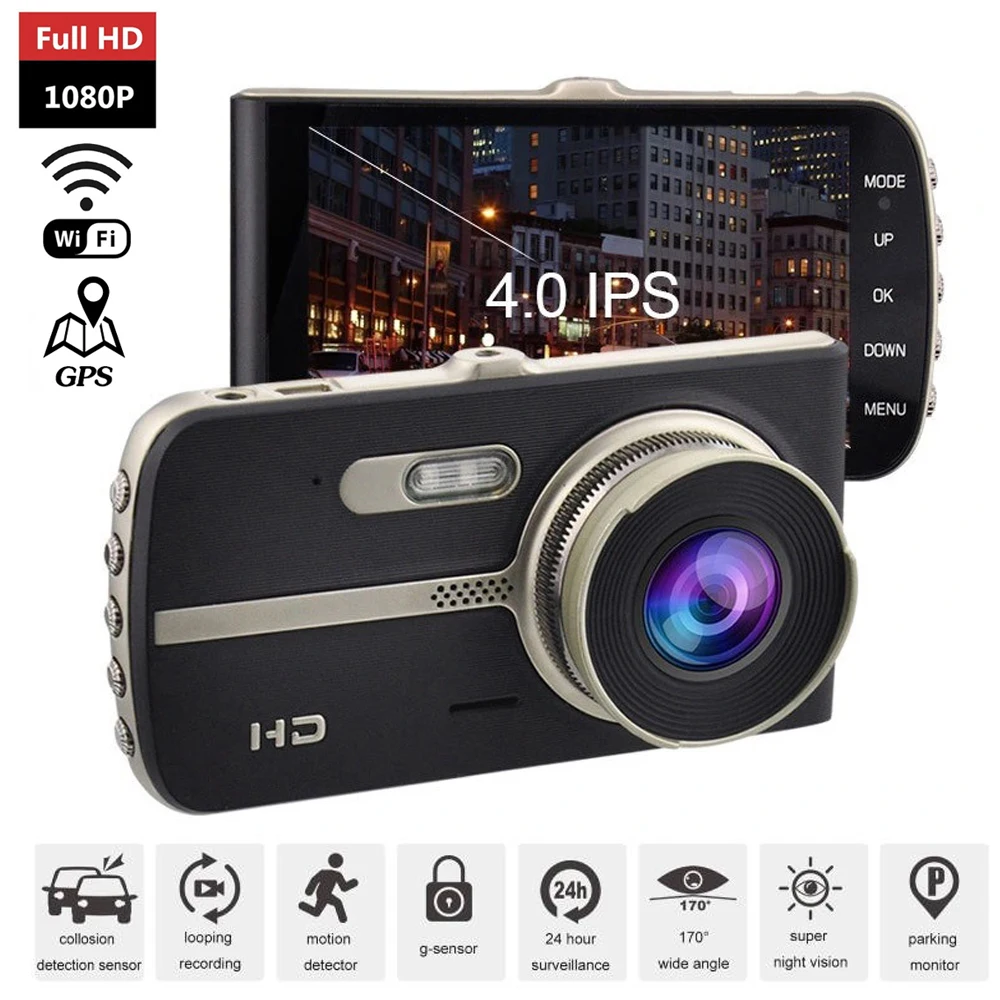 

Видеорегистратор автомобильный, Wi-Fi, GPS, 1080P Full HD