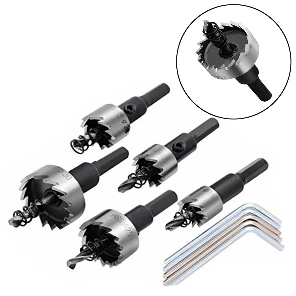 5個入りドリルビットセット高速鋼ヘビーデューティー16mm-185mm-20mm-25mm-30mm穴あけキット（プラスチック、アルミ、鉄板、パイプ用）