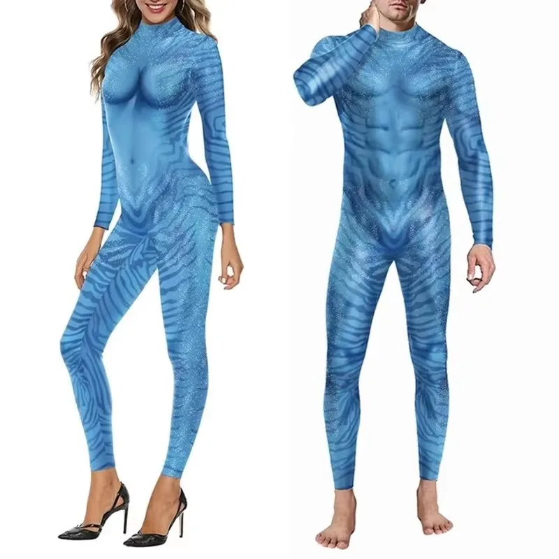 Cosplay Party Halloween Festival Jumpsuit Costume Movie Themed 3D Digital Print Role Playing Leotard for Male Women Stage Wear