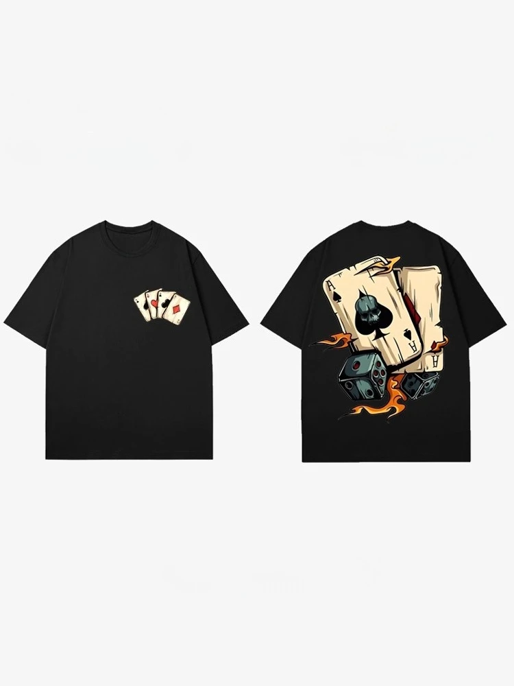 تي شيرتات بأكمام قصيرة مطبوع عليها رسوم كارتونية من ماركة American Streetwear للرجال والنساء بأكمام قصيرة، من القطن الخالص
