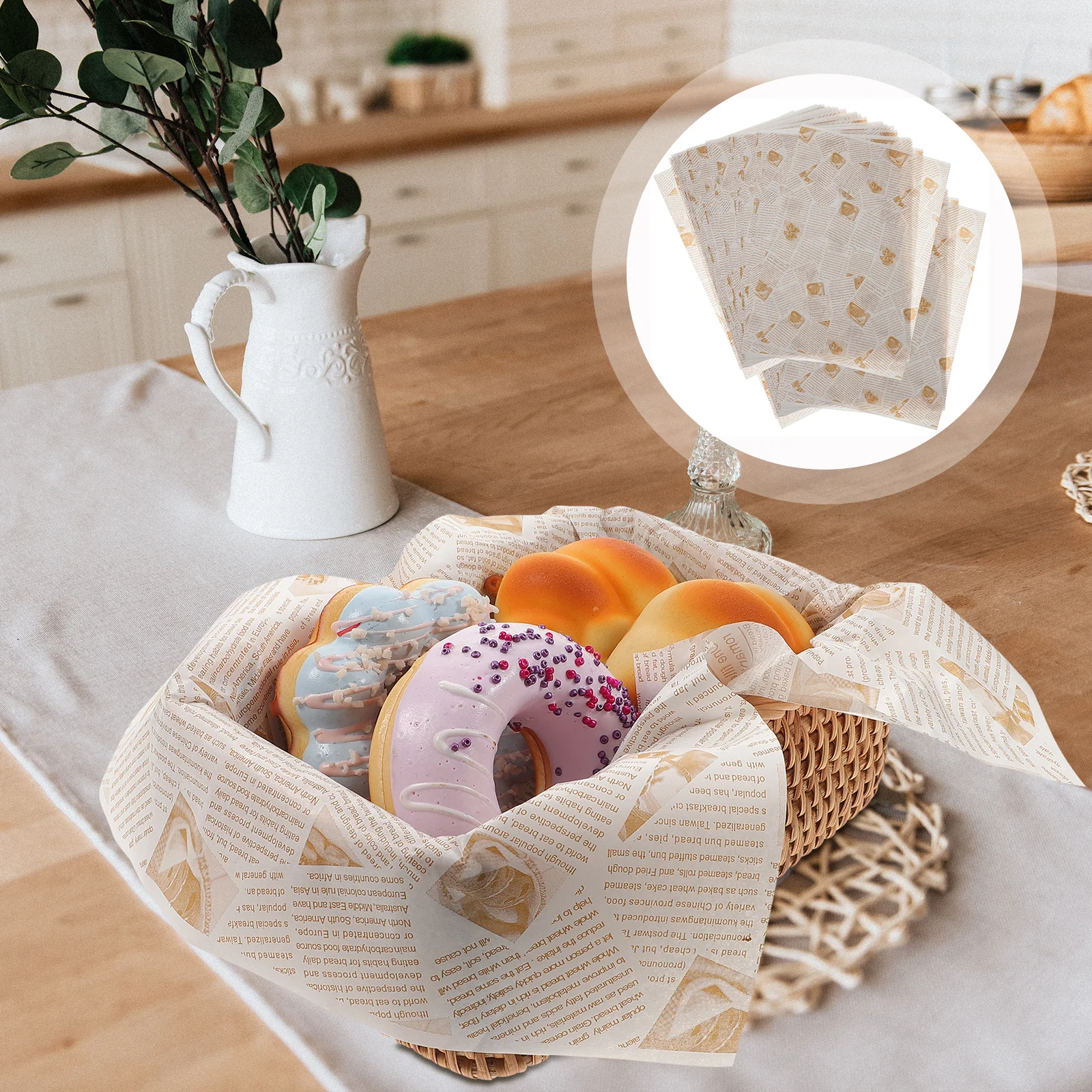 

100 листов жиронепроницаемой бумаги для выпечки в винтажном стиле, для упаковки сэндвичей, бургеров, выпечки, тортов, впитывающей масло