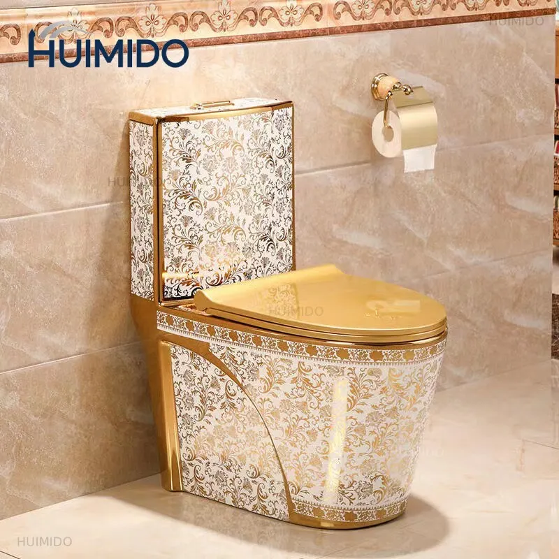 Household flush golden toilet creative color toilet super swirl water-saving small apartment deodorant ceramic toilet