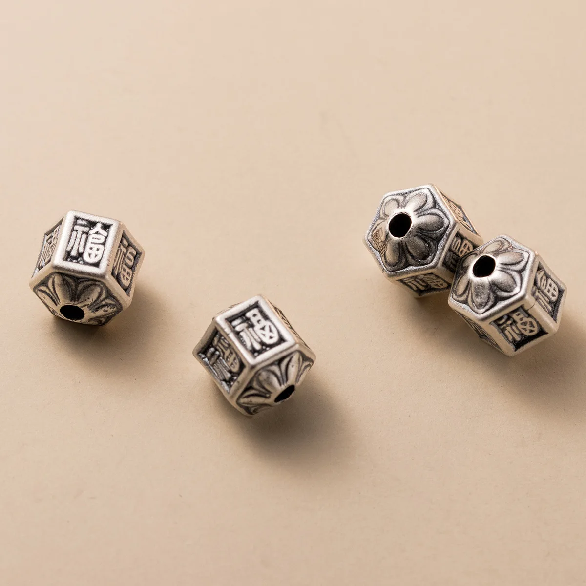 1pc/Lot 999 Pure Silver Multi Sides Chinese Good Luck Lantern Loose Beads 10x8.5mm Bracelets Earrings Silver Spacers DIY Jewelry