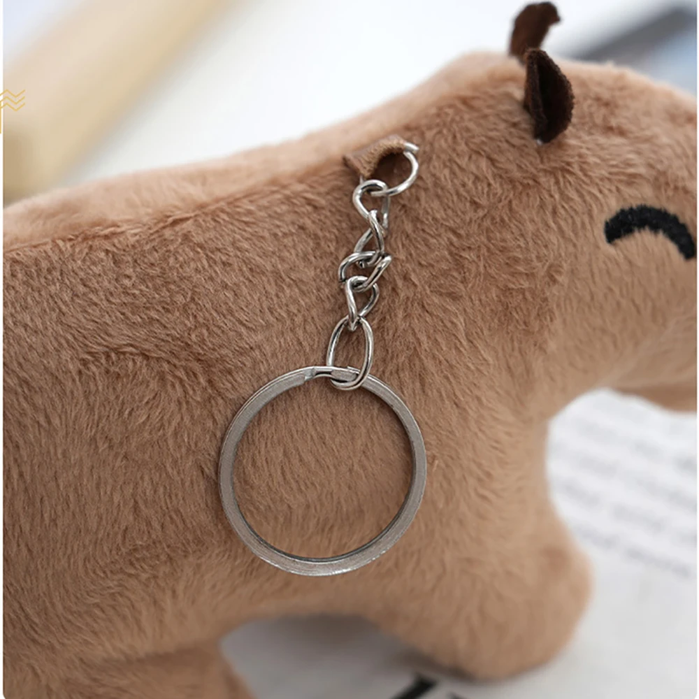 Reallilfe Capybara Capybara Plush Keychain Brown Cartoon Stuffed Animals Keyring Khaki 12cm Capybara Plush Keyring Small Gift