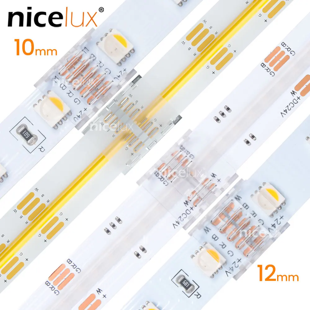 LED Light Connections Cable RGBW Wire To Board Connectors For 5 Pin 8mm 10mm 12mm Wide 5050 SMD FCOB LED Strip Clip-On Couplers