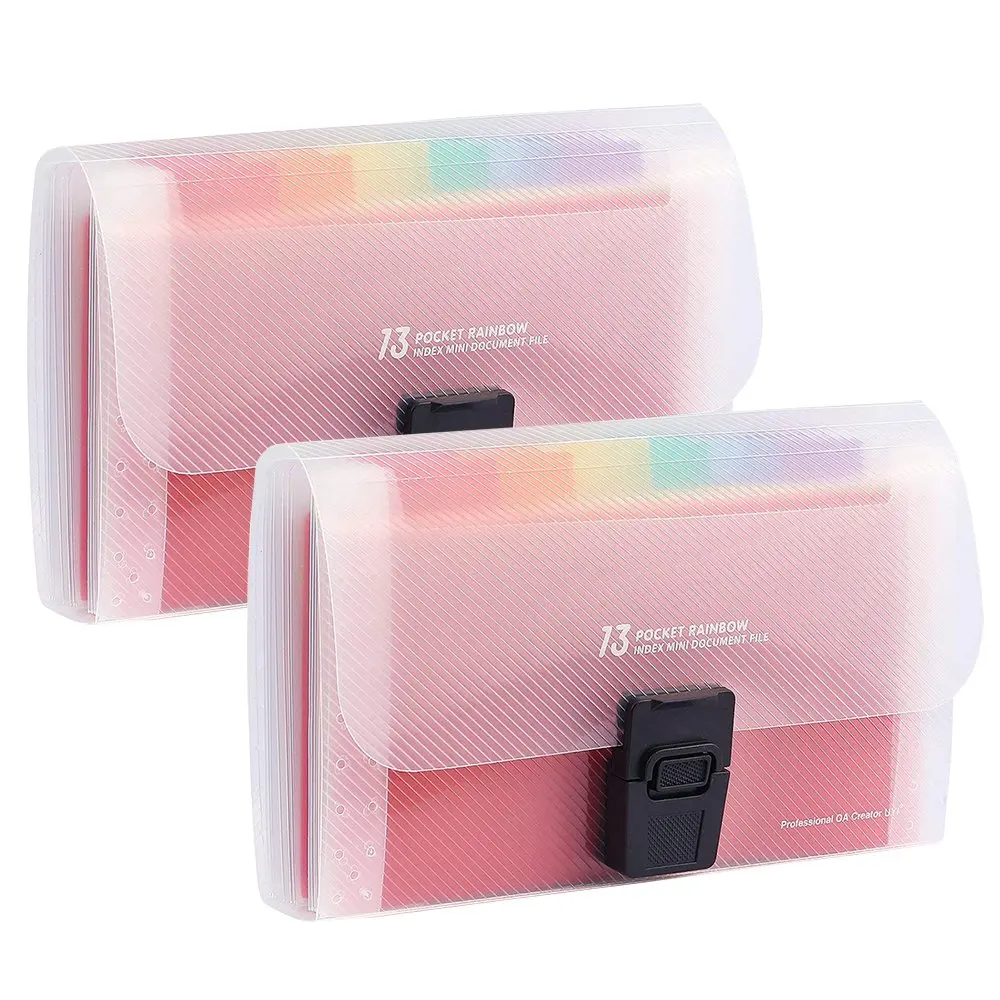 

13 Pockets Expanding Files Folder A6 Rainbow Accordion File Organizer Index Tabs High Capacity Expanding Wallet Document Folder