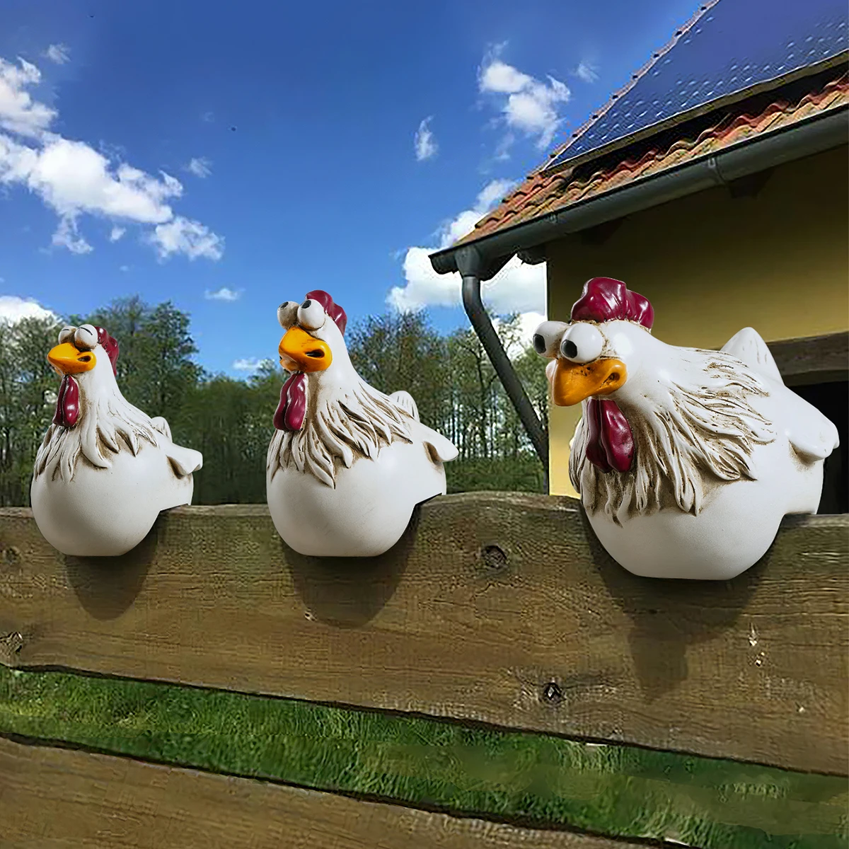 

1 шт., водонепроницаемый материал из смолы, украшение для забора, белая маленькая курица, украшение, забавное выражение, украшение для двора, курица