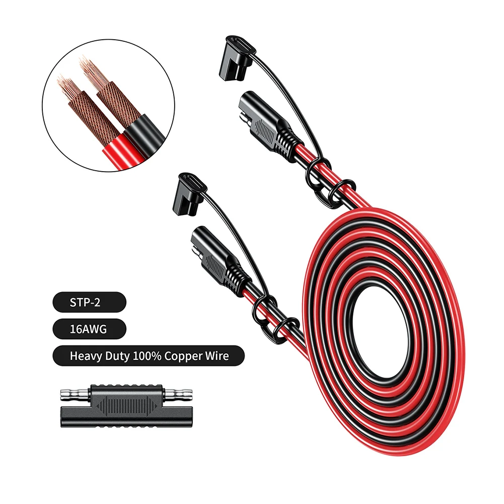 

Quick Disconnect Extension Cable Battery Charging Cable SAE To SAE 12V-36V 16AWG Quick Connect Harness Dustproof Car 16 AWG Line