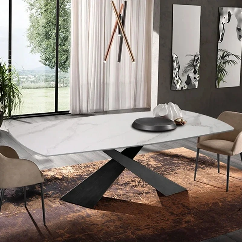 

Легкий роскошный обеденный стол из каменной плиты, небольшая квартира, ресторан, прямоугольный обеденный стол, мраморный стол4567