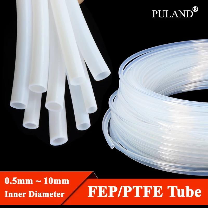 FEP PTFE Tube Dia 0.5/1/1.5/2/2.5/3/4/5/6/7/8/9/10mm High Temperature Insulated Extruder J-head Rigid Pipe for 3D Printer Parts