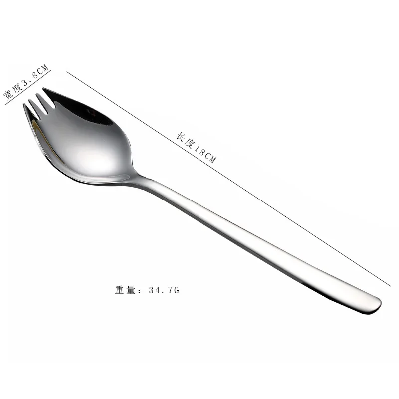 Stainless Steel Fruit Fork Spoon Tableware Suit Long Handle Ice Cream Salad Dessert Tableware Multi-Function Silver Fork