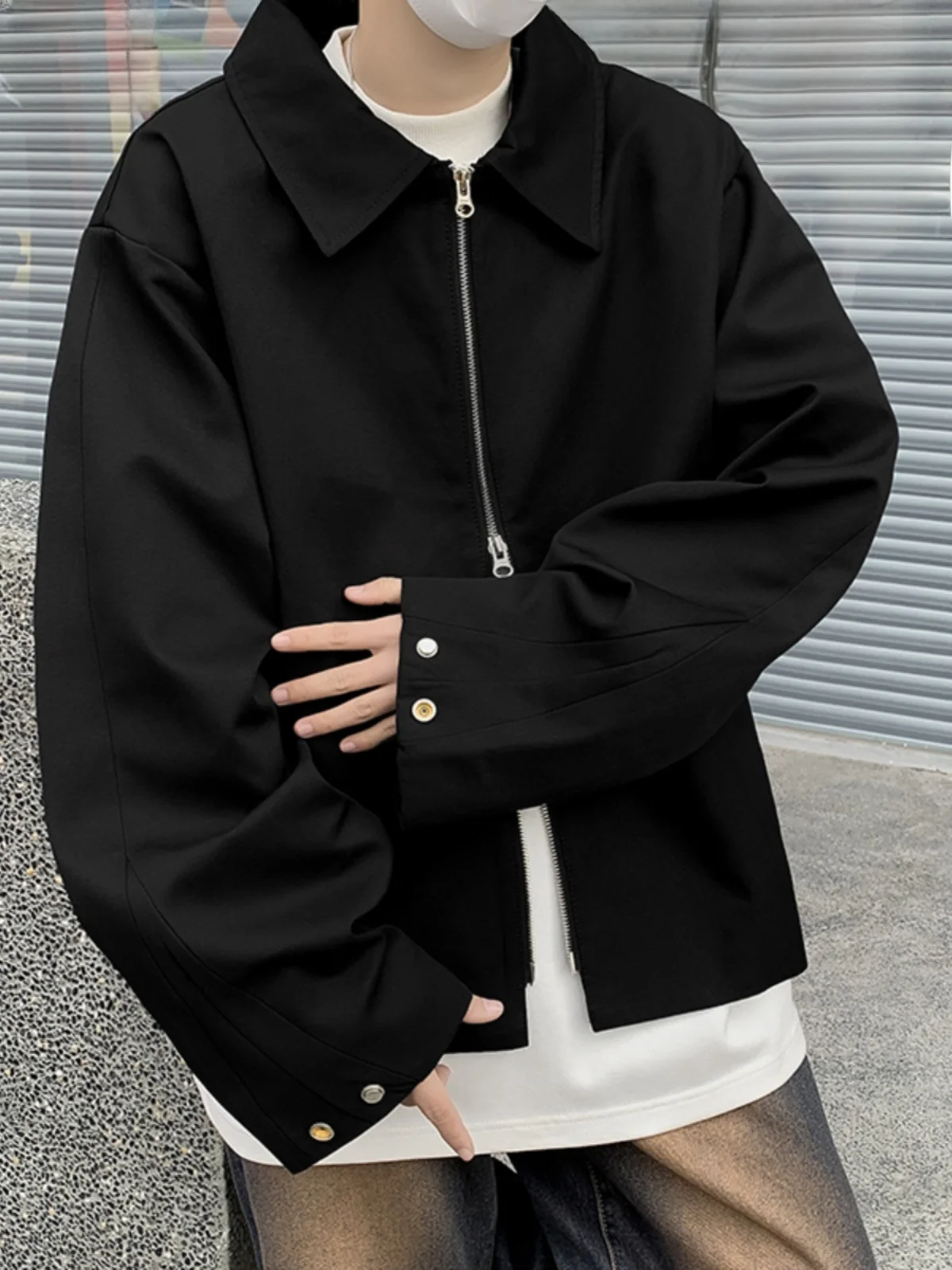 

Водонепроницаемая куртка на молнии для мужчин: новая коллекция весна-осень, ретро-стиль, японский дизайн, высококачественное исполнение, модный отложной воротник