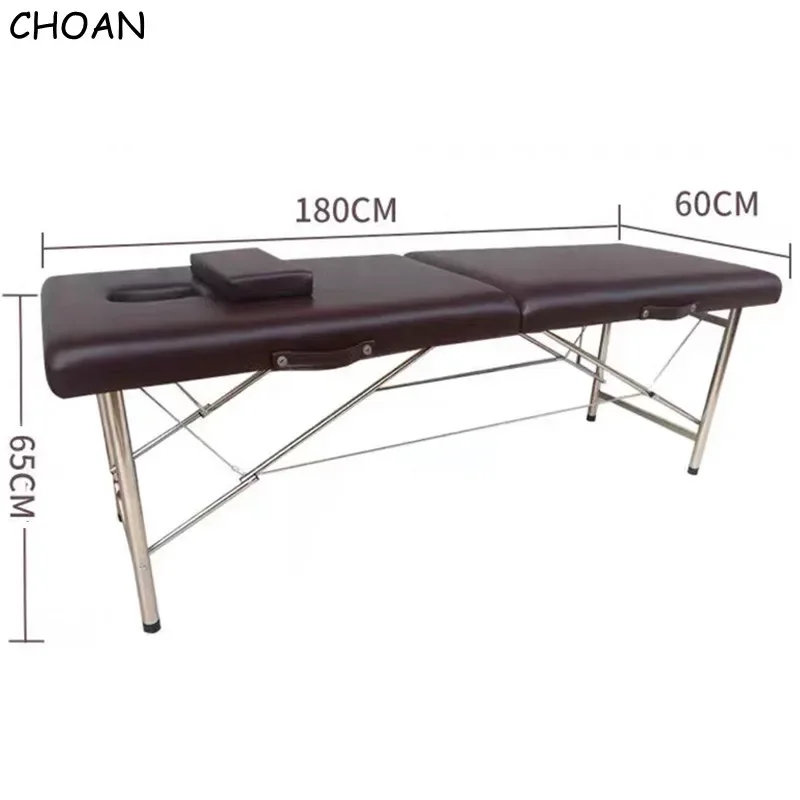 Foldable Portable Home Stainless Steel PVC Leather  Furniture Beauty Spa Tattoo Massage Table Bed With Terrace Patio Facial