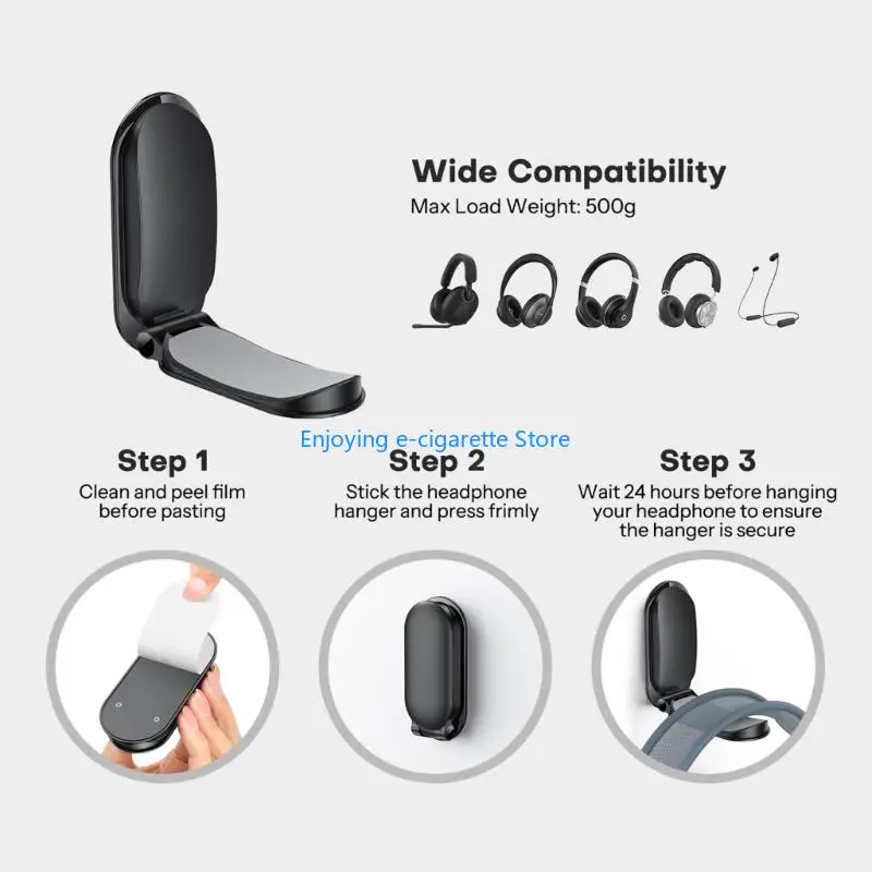 Universals selbstklebender Over-Ear-Kopfhörerhalter für Desktop-Aufbewahrung und aufgeräumte Arbeitsplätze Y4QF – Detail 7