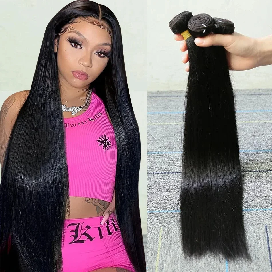 30 32 Inch Human Hair Bundles 12A Indian Hair Bundles Straight Bundles Human Hair Extensions Raw Hair Bundles 30 32 Inch