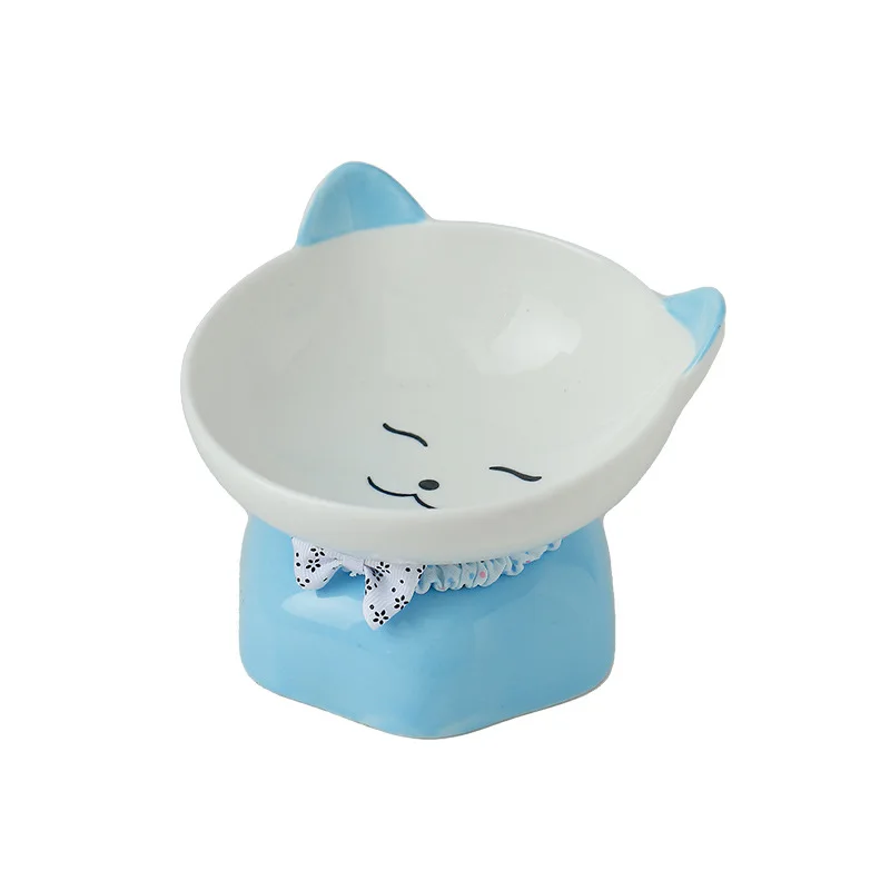 Cute Cartoon Ceramic Pet Bowl Cat Pattern Protecting Cervical Spine Pets Drink Water and Eat Bowl for Cat Puppy Dog Pet Supplies