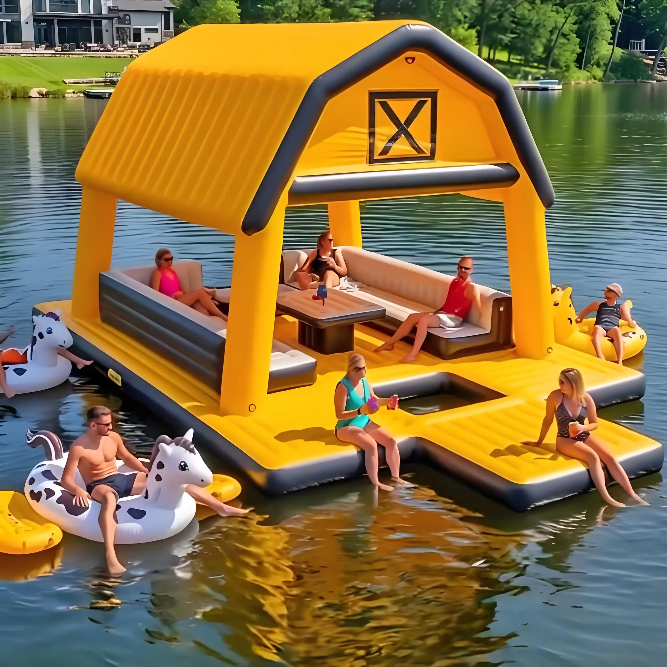 대형 호수용 풍선 플로팅 아일랜드, 다인용 파티 재미