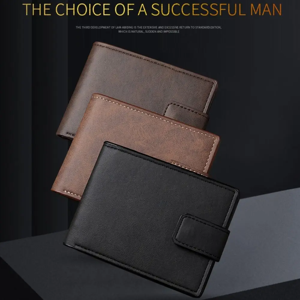 Casual PU Leather Men's Wallet Multiple Card Slots Button Closure Short Wallet Compact Design Card Wallet Daily Carry
