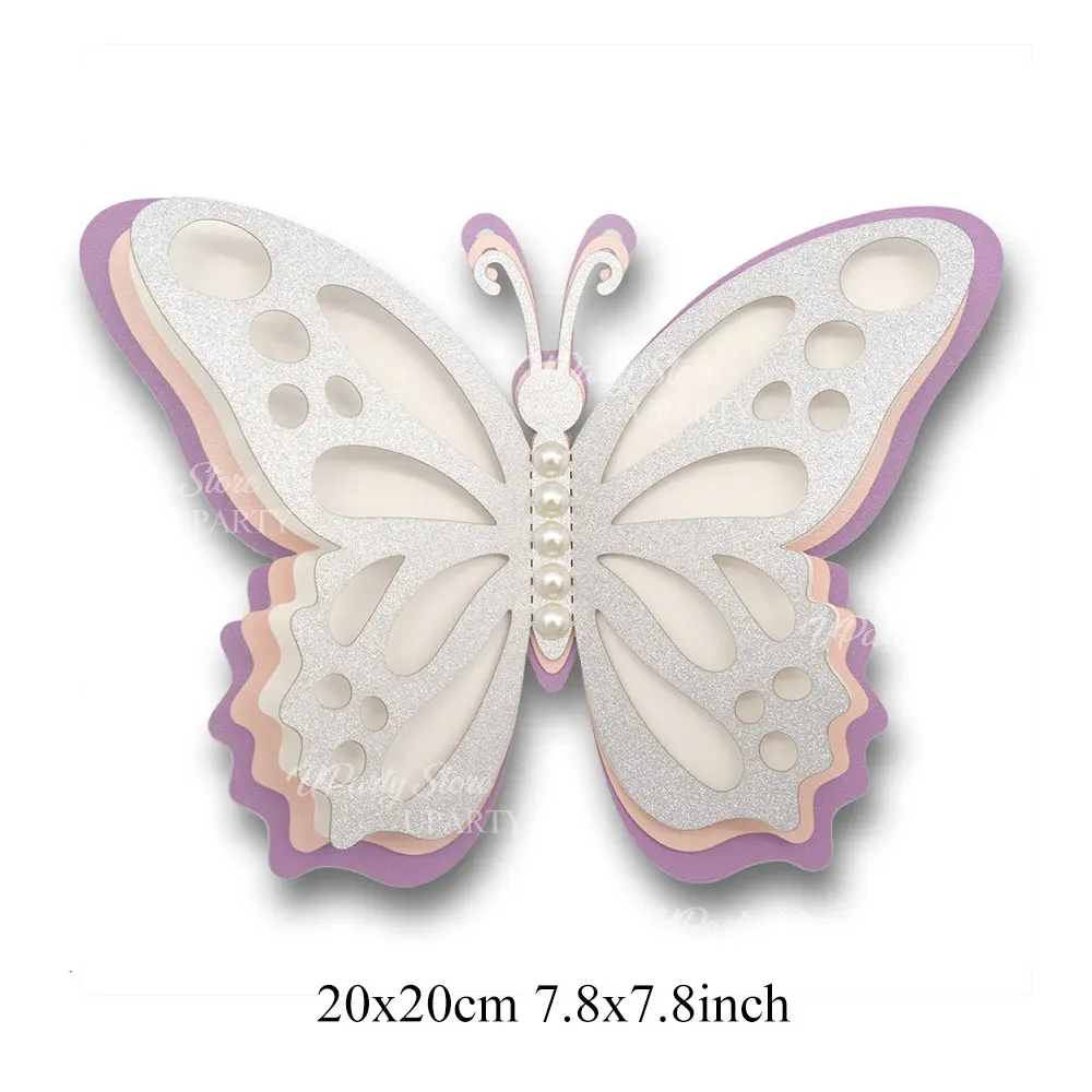 6 Stück 3D große Schmetterlings-Partydekorationen, riesige Papier-Schmetterlingsaufkleber, Wanddekoration für Geburtstag, Hochzeit, Babyparty, Mitbringsel – Detail 7