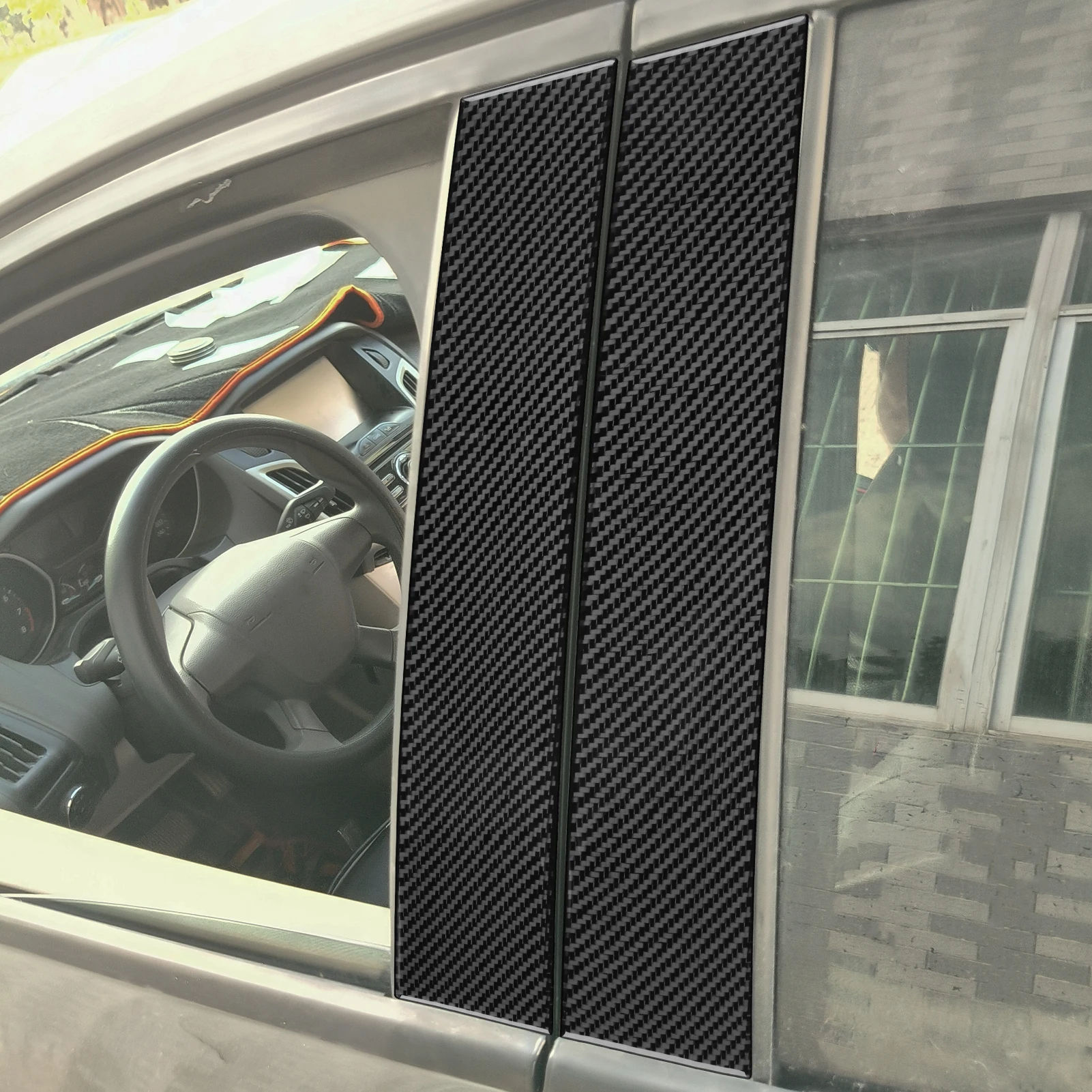 

For Ford Focus MK3 2012-2018 Real Carbon Fiber Exterior Door B-pillar Panel Decorative Cover Car Accessories Decoration Sticker