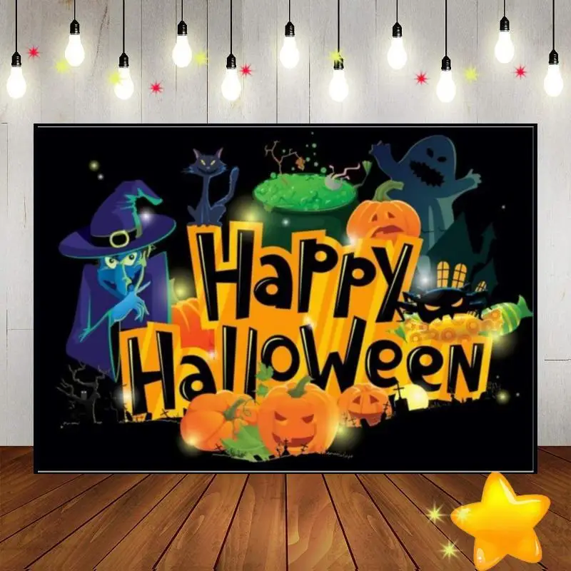 Halloween Custom Birthday Backdrop Gloomy Woods Graveyard Background Decoration Witch Baby Shower Banner Photo Night Horrible