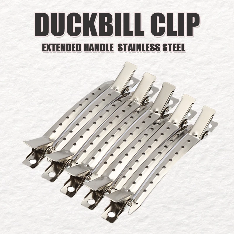 10/12PCS Hair Clip Salon Hairdressing Duck Mouth Hairdresser Clips Hair Stainless Steel Hairdressing Sectioning Clamp