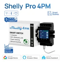 Shelly Pro-interruptor Wifi para automatización de instalaciones del hogar, 4 canales, LAN, 4PM, Control remoto, medición de potencia