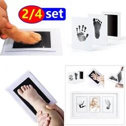 2 Set Baby Handprint Footprints Ink Pads Safe Non-toxic No-Touch Skin Inkless Inkpad Kits Pet Cat Dog Paw Prints Souvenirs Gifts