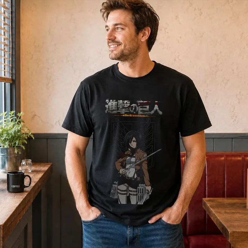 Mikasa Ackerman Attack on Titan Anime T Shirt, 0809 Manga Casual Streetwear, Unisex Short Sleeve Graphic Tee for Fans
