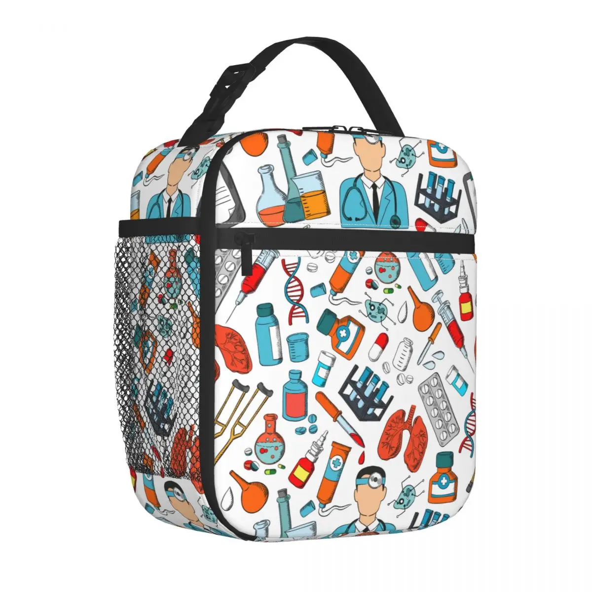 Doctor Medicine Seamless Pattern Insulated Lunch Bag Thermal Bag Meal Container Lunch Box Tote Food Storage Bags Office Travel