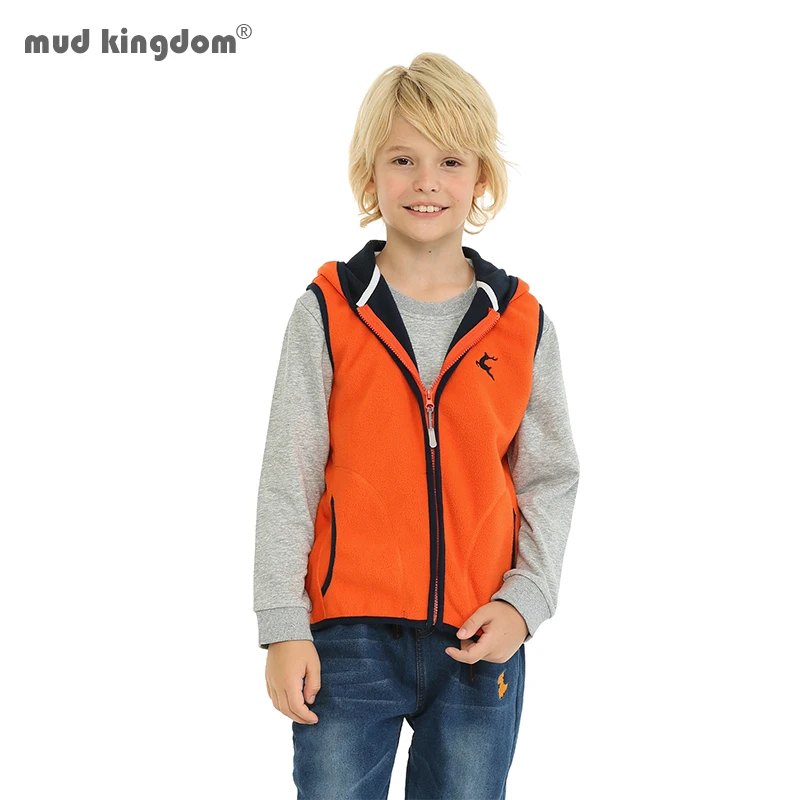 MudKingdom – veste à capuche molletonnée pour garçons et filles, gilet à fermeture éclair, motif de renne, sans manches, vêtements d\'extérieur pour