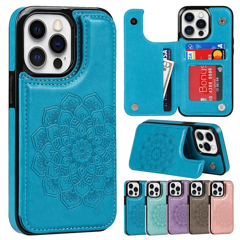 

For iPhone 15 Pro 14 Plus 13 Pro Max 12 Pro 11 Mini X XS Max XR SE 2022 8 7 Plus 6 6S Plus Wallet Retro PU Flip Leather Cover