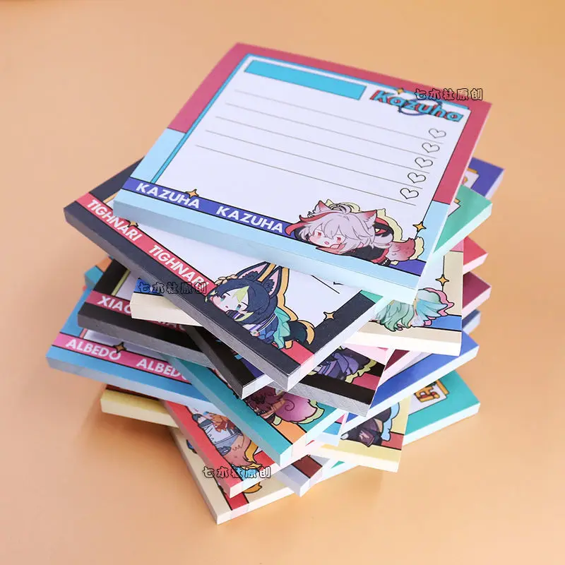 Game Impact Characters Name 50 Sheets Flags Tabs Page Pads Note Paper Notebook Markers Paper Index Bookmark Sticky Notes