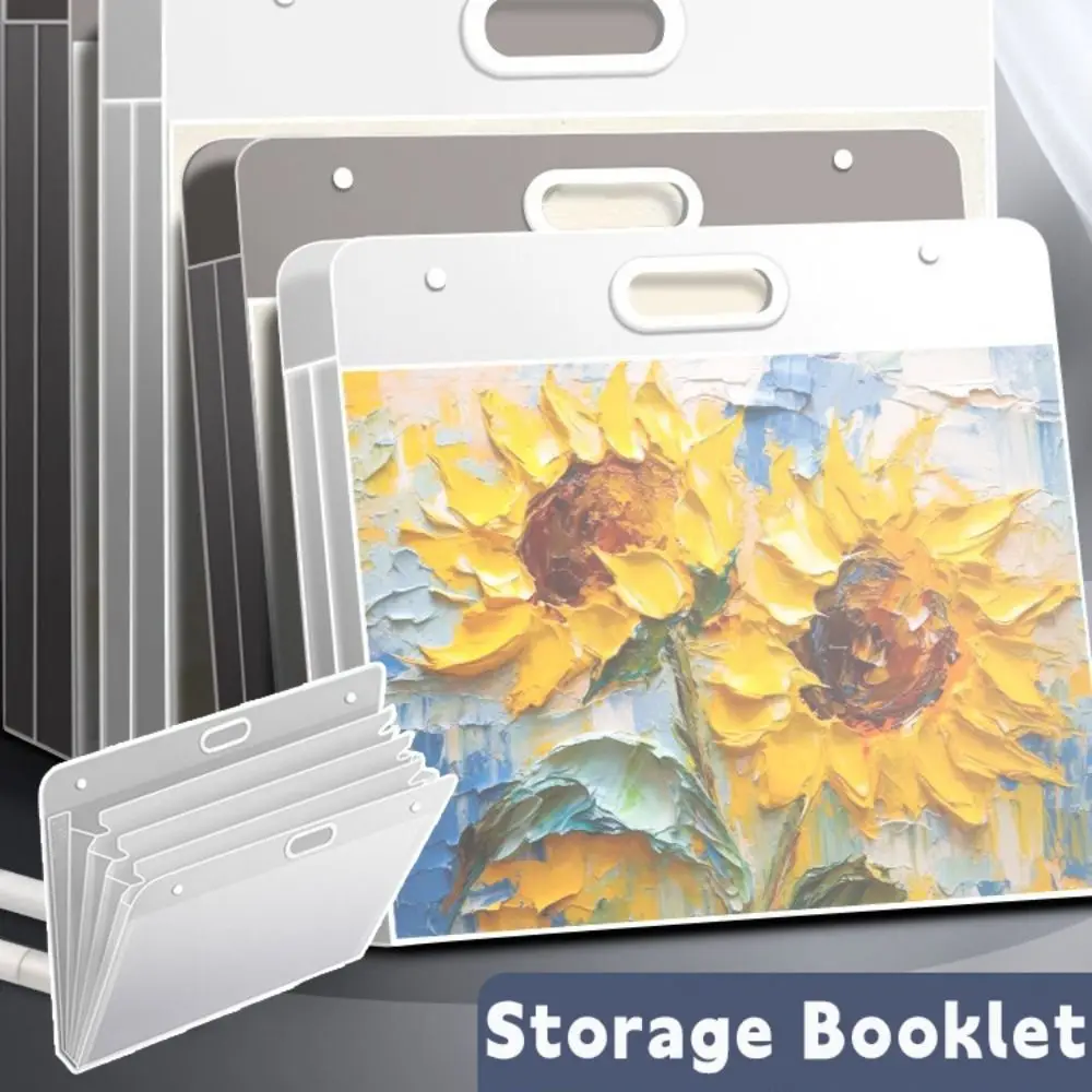 

Simple A2/A3/A4 File Folder Portable Four Layers Picture Album 4K/8K/16K Waterproof Painting Paper Storage Bag Student Gift