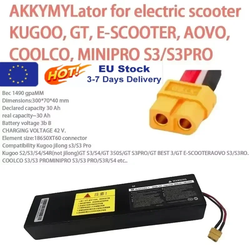 Batterie électrique Rechargeable améliorée 10S3P 36V 10000mAh 42V 18650 Lithium M365 pour prise XT60-JST XT30-JST XT60-SM XT60