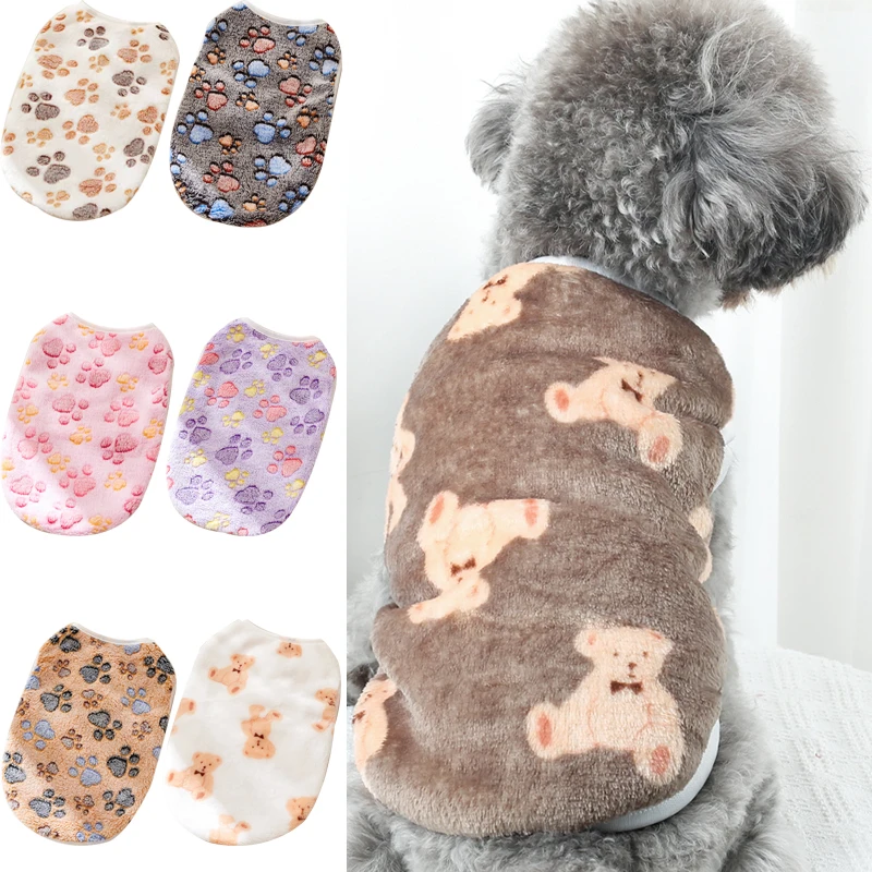 

Soft Puppy Vest Pet Clothes for Small Medium Dogs Flannel Dog Clothes Cute Paw Print Chihuahua Coat Yorkshire Vest Pet Costume
