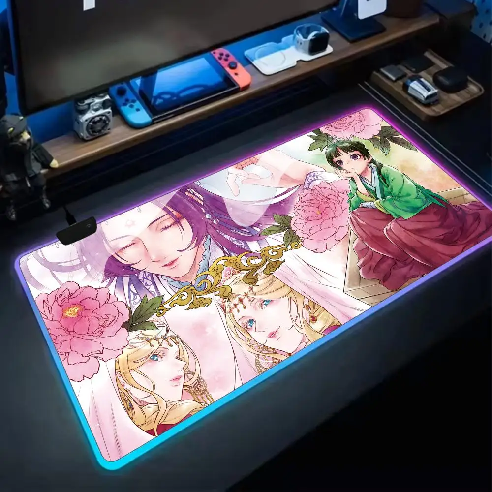 The Apothecary Diaries Mouse Pad RGB Extra Large Mouse Pad for Gaming, Smooth Surface, Non-Slip, Customizable Lights