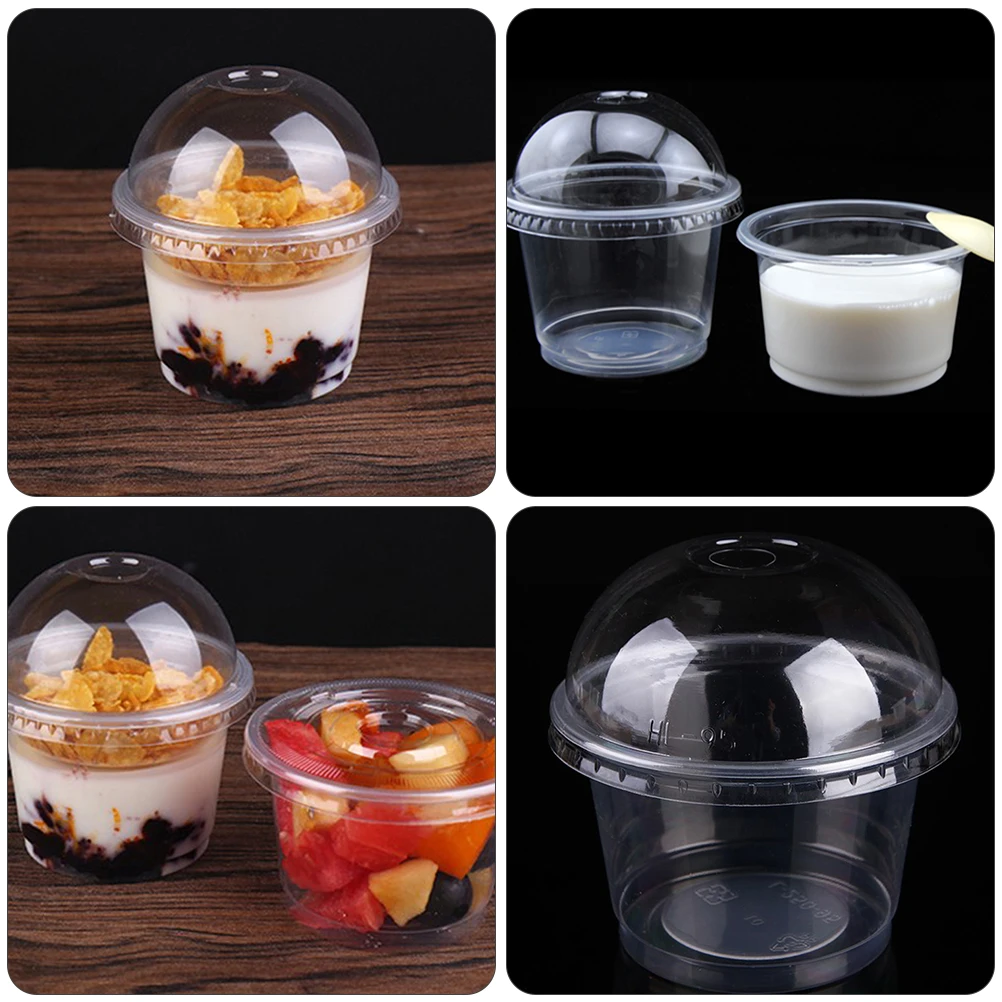 

100 pcs Dessert with Lids Transparent Snack Containers Thickened Material Food Display Cups Easy Clean Multipurpose Appetizer