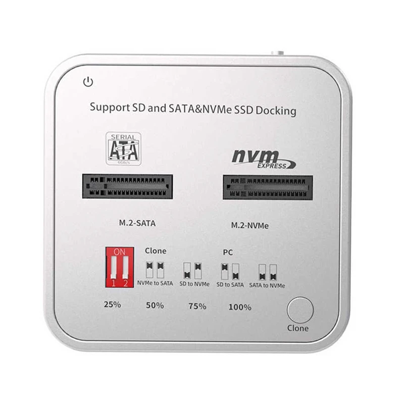 

M.2 NVME/NGFF Dual Protocol SSD Copy Base with SD Card Reader Slot M.2 NVME Duplicator Cloner for SSD-US Plug