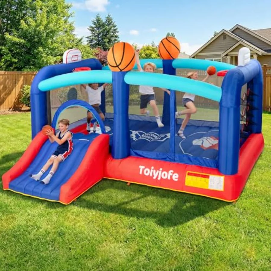 

Extra Large 16FT × 13FT Basketball Inflatable Bouncy Castle for Teens 8-12 Outdoor Backyard Sports Birthday Party Durable PVC M